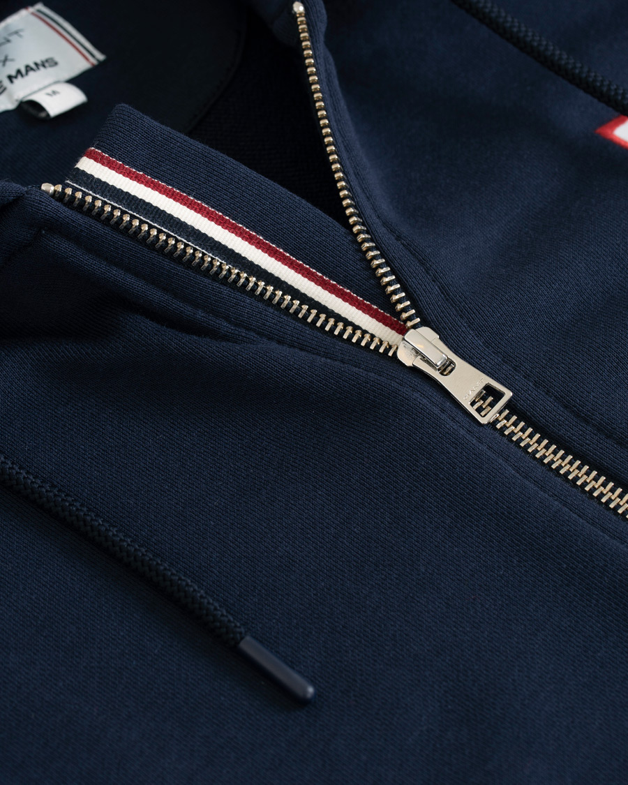 Uomini | Maglieria | GANT | Le Mans Full Zip Hoodie Evening Blue