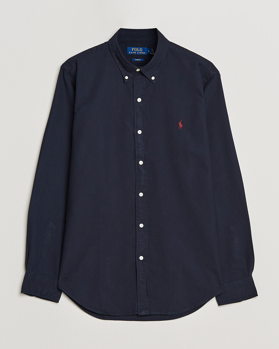 Uomini | Camicie | Polo Ralph Lauren | Slim Fit Garment Dyed Oxford Shirt Navy