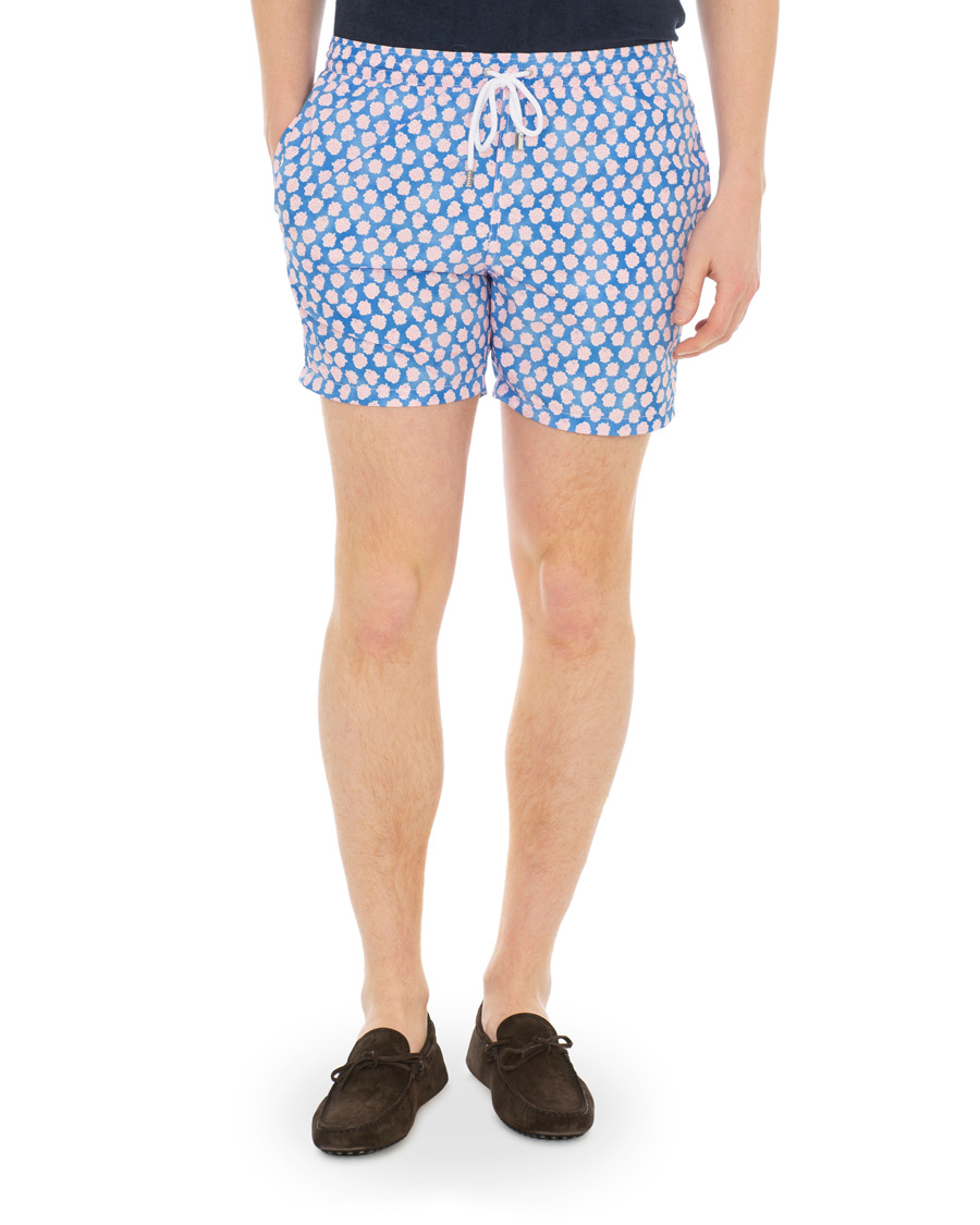 Uomini | Costumi da bagno | Barba Napoli | Coral Print Swim Shorts Medium Blue