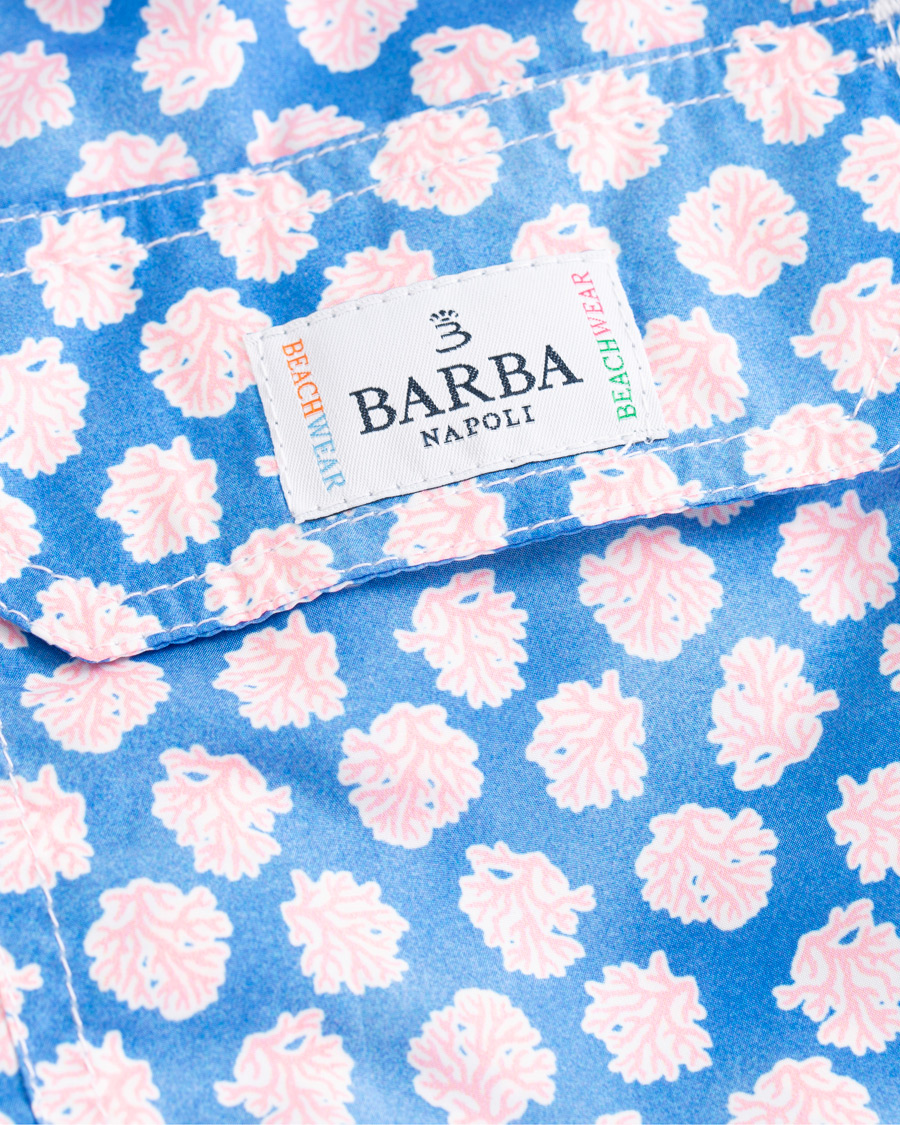 Uomini | Costumi da bagno | Barba Napoli | Coral Print Swim Shorts Medium Blue