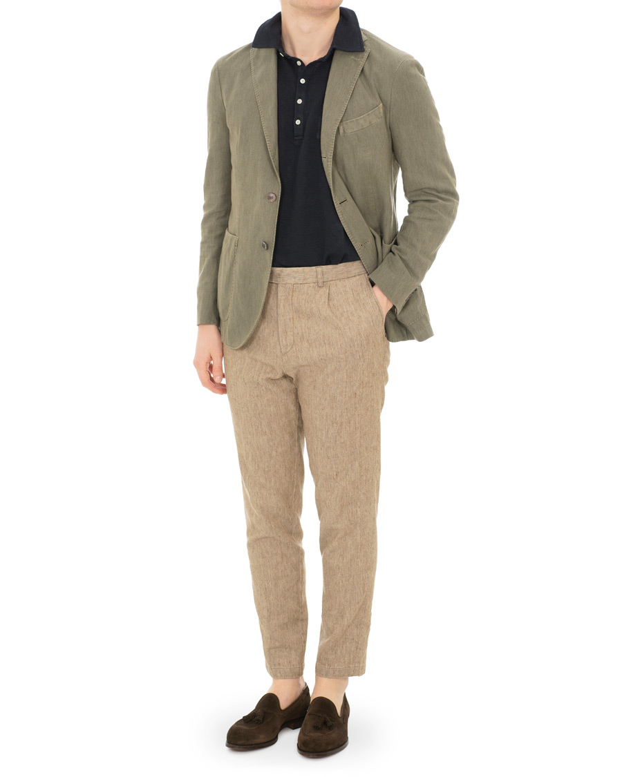 Uomini | Blazers | Boglioli | K Jacket Cotton/Linen Herringbone Blazer Green