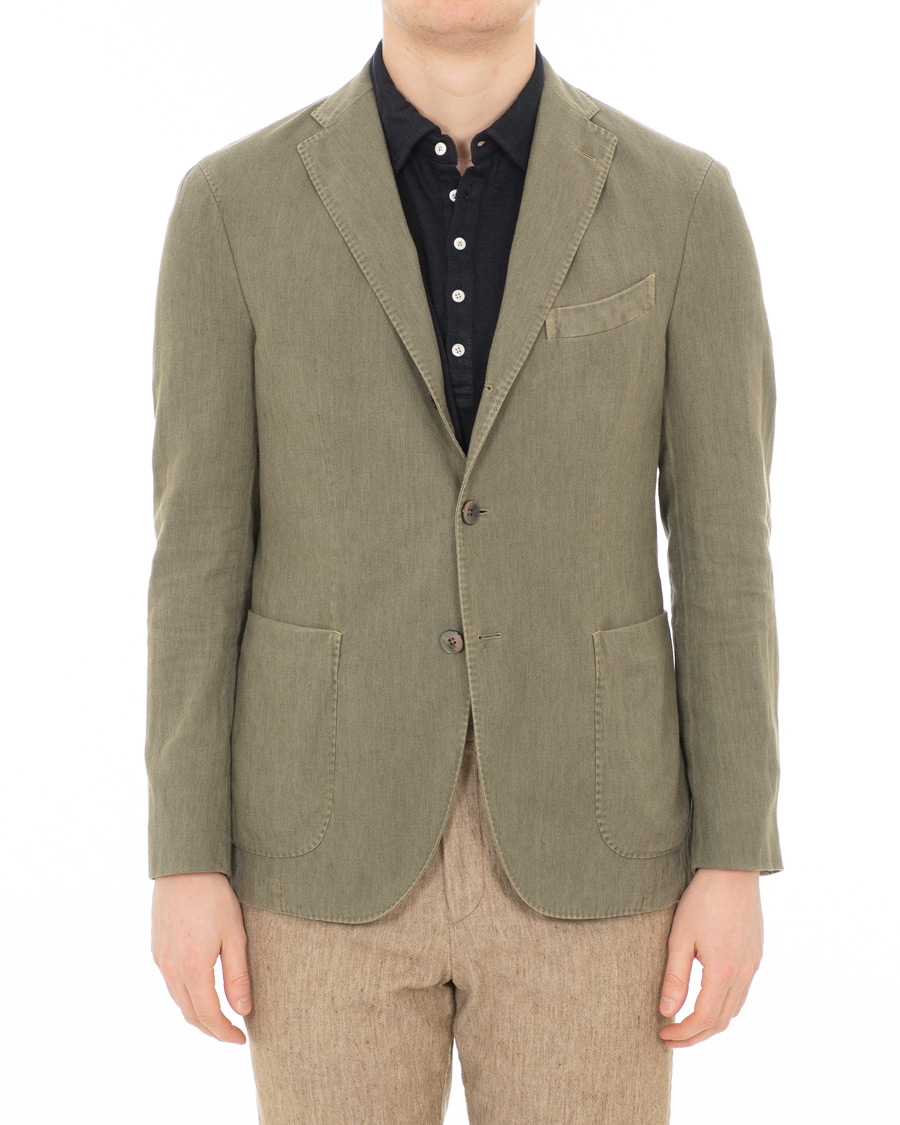 Uomini | Blazers | Boglioli | K Jacket Cotton/Linen Herringbone Blazer Green