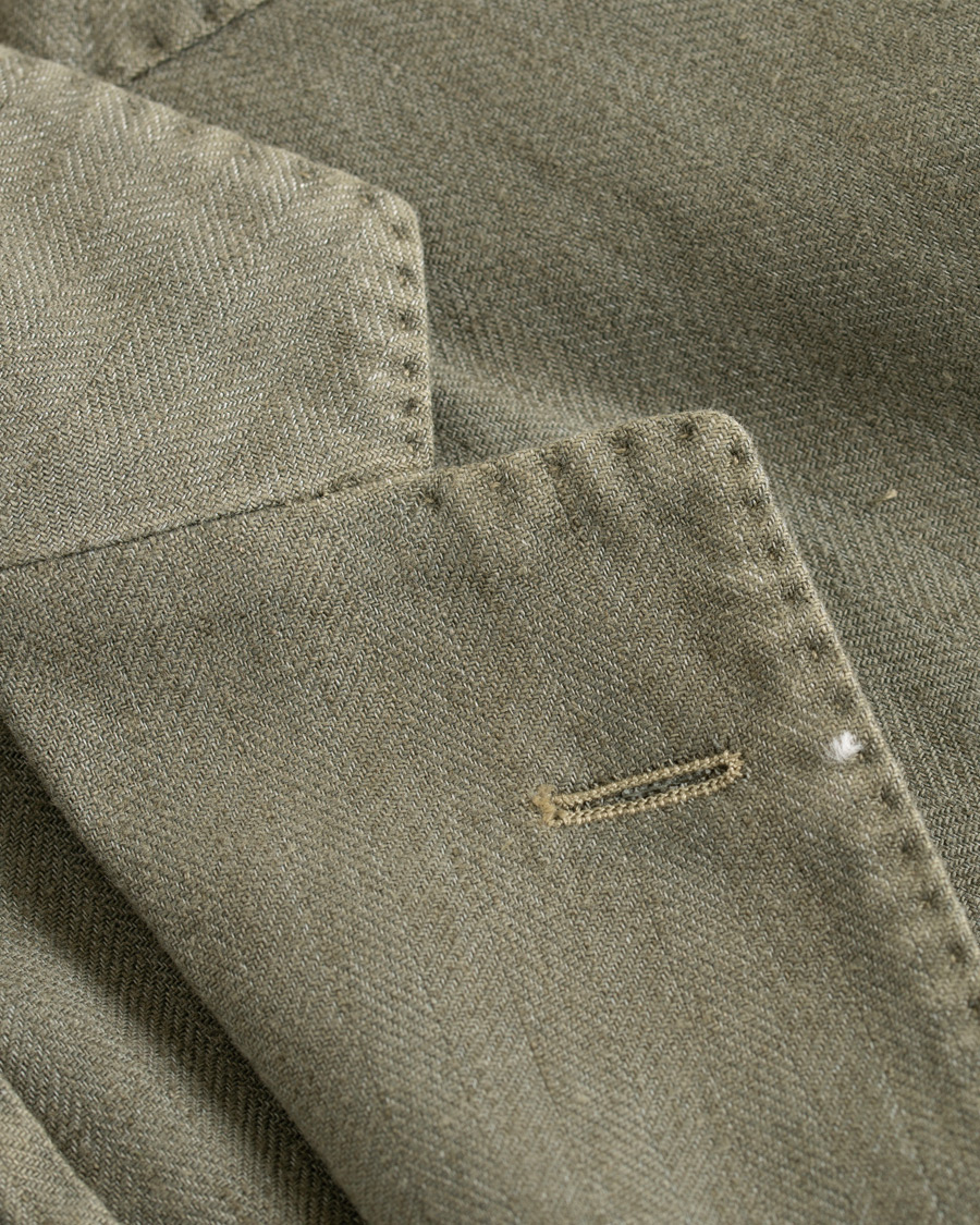 Uomini | Blazers | Boglioli | K Jacket Cotton/Linen Herringbone Blazer Green