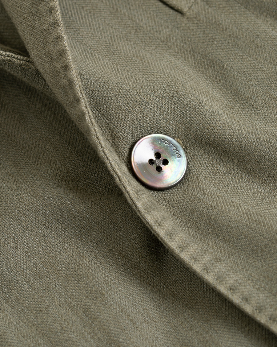 Uomini | Blazers | Boglioli | K Jacket Cotton/Linen Herringbone Blazer Green