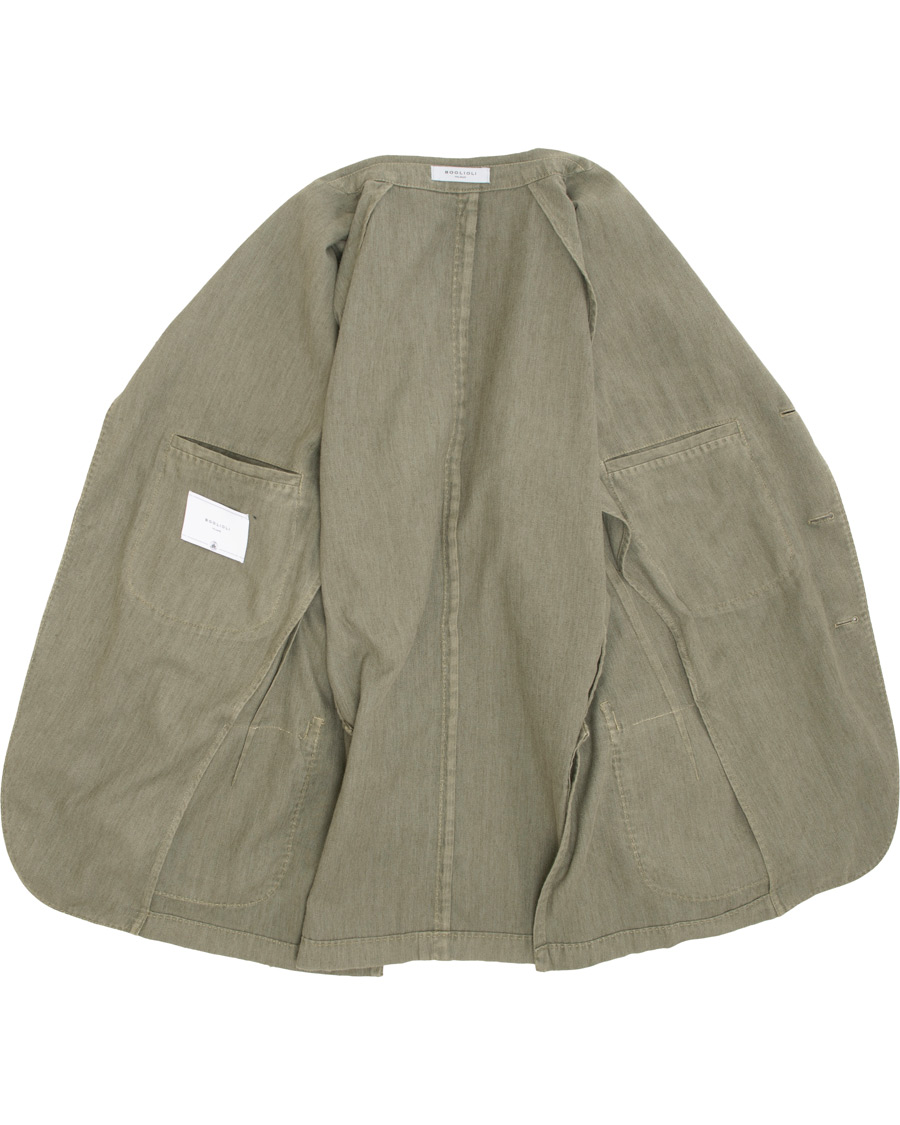 Uomini | Blazers | Boglioli | K Jacket Cotton/Linen Herringbone Blazer Green