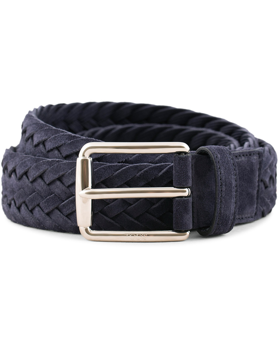 Uomini | Tod's Intreccio Woven Belt Midnight Blue Suede | Tod's | Intreccio Woven Belt Midnight Blue Suede