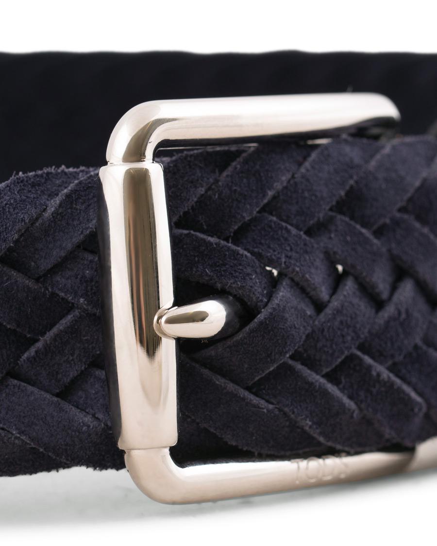 Uomini | Tod's Intreccio Woven Belt Midnight Blue Suede | Tod's | Intreccio Woven Belt Midnight Blue Suede