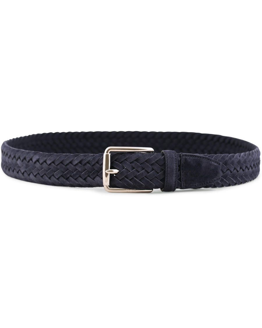 Uomini | Tod's Intreccio Woven Belt Midnight Blue Suede | Tod's | Intreccio Woven Belt Midnight Blue Suede