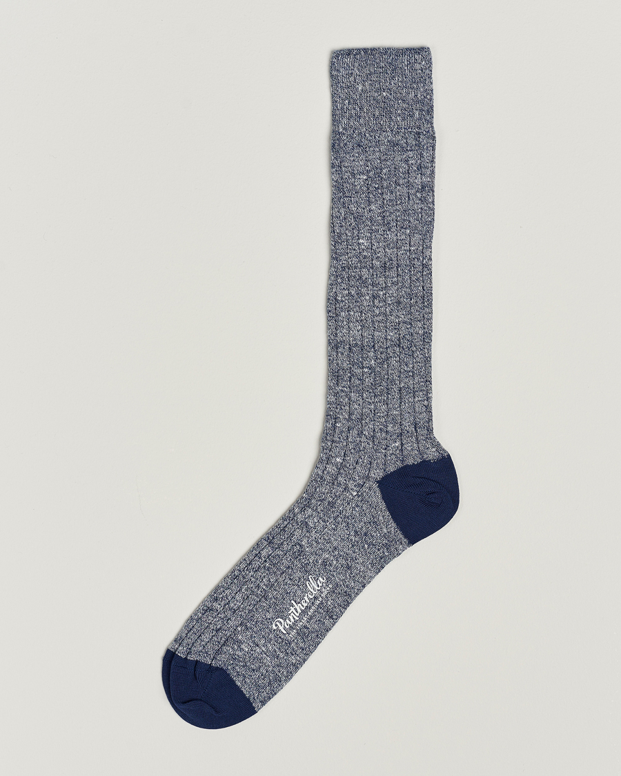 Uomini | Biancheria intima | Pantherella | Hamada Linen/Cotton/Nylon Sock Indigo