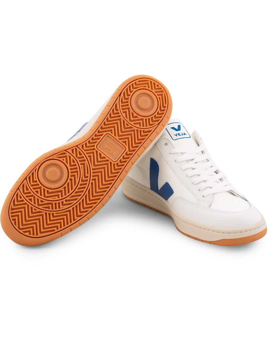 Uomini | Veja V-12 Mesh Sneaker White/Indigo/Orange/Flou | Veja | V-12 Mesh Sneaker White/Indigo/Orange/Flou