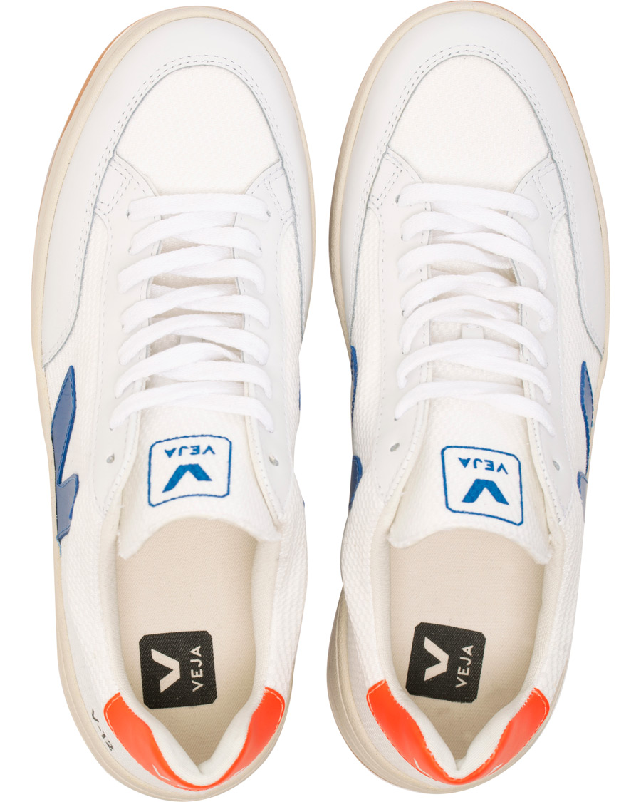 Uomini | Veja V-12 Mesh Sneaker White/Indigo/Orange/Flou | Veja | V-12 Mesh Sneaker White/Indigo/Orange/Flou