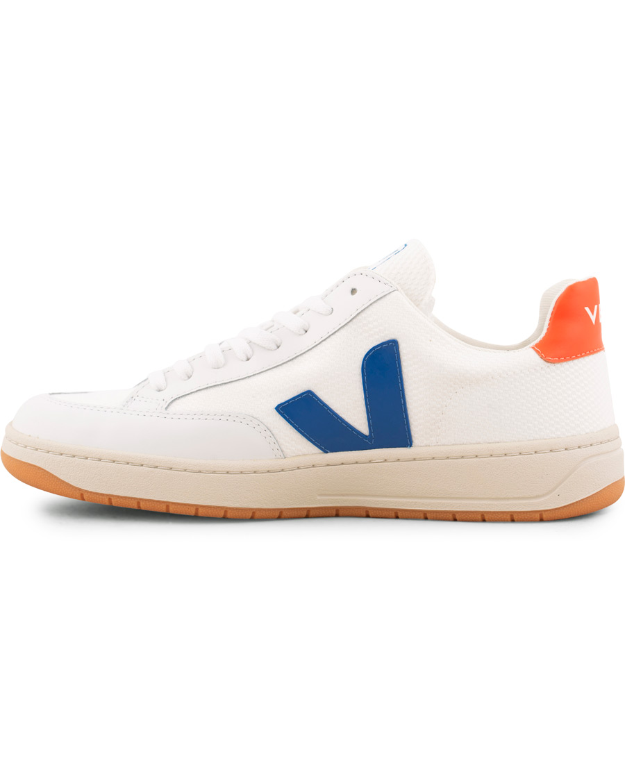 Uomini | Veja V-12 Mesh Sneaker White/Indigo/Orange/Flou | Veja | V-12 Mesh Sneaker White/Indigo/Orange/Flou