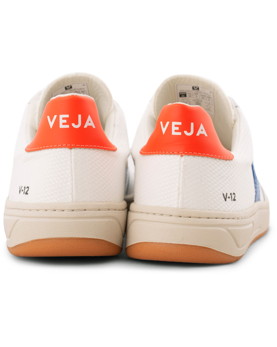 Uomini | Veja V-12 Mesh Sneaker White/Indigo/Orange/Flou | Veja | V-12 Mesh Sneaker White/Indigo/Orange/Flou