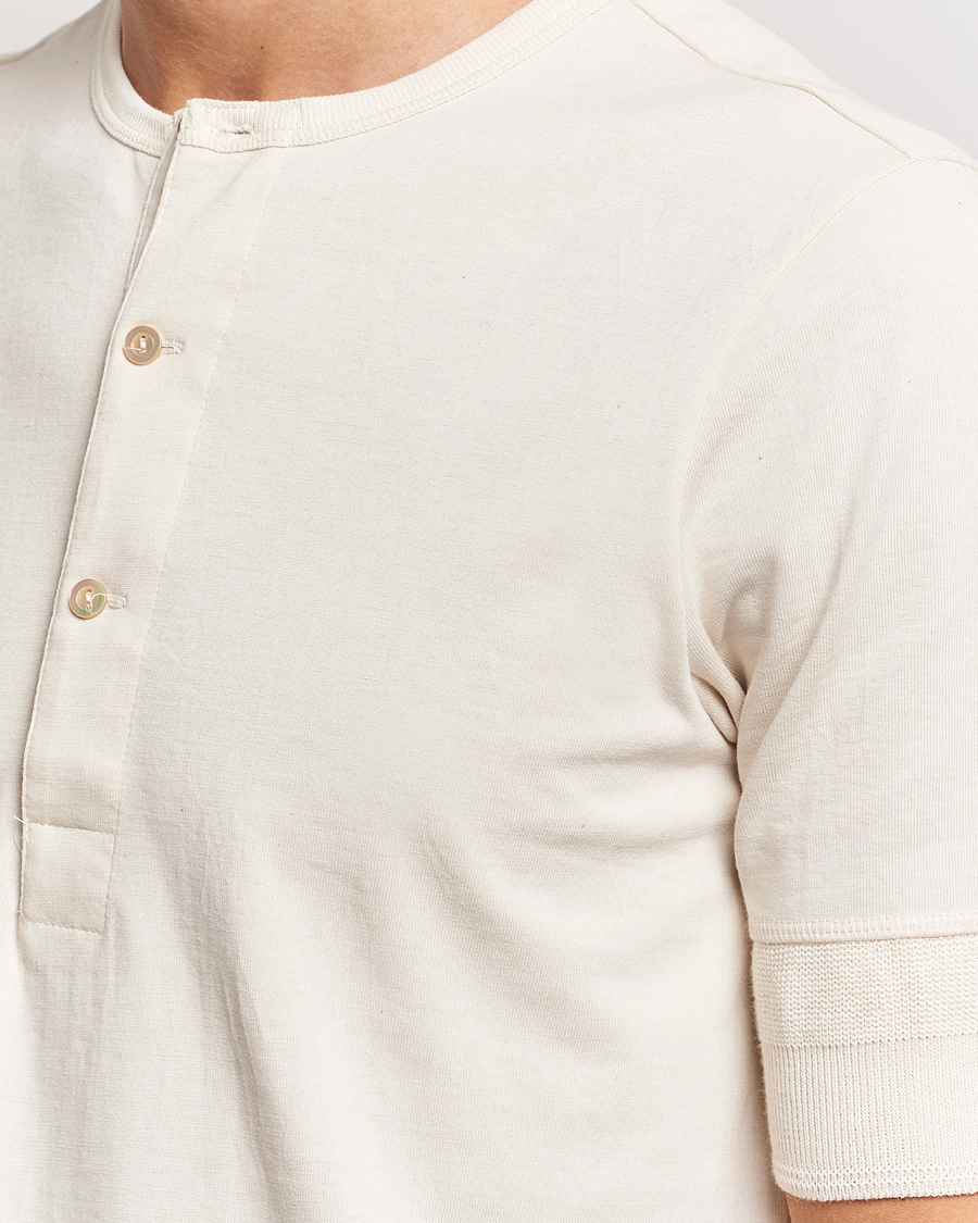 Uomini | Maglieria | Merz b. Schwanen | Short Sleeve Organic Cotton Henley Nature