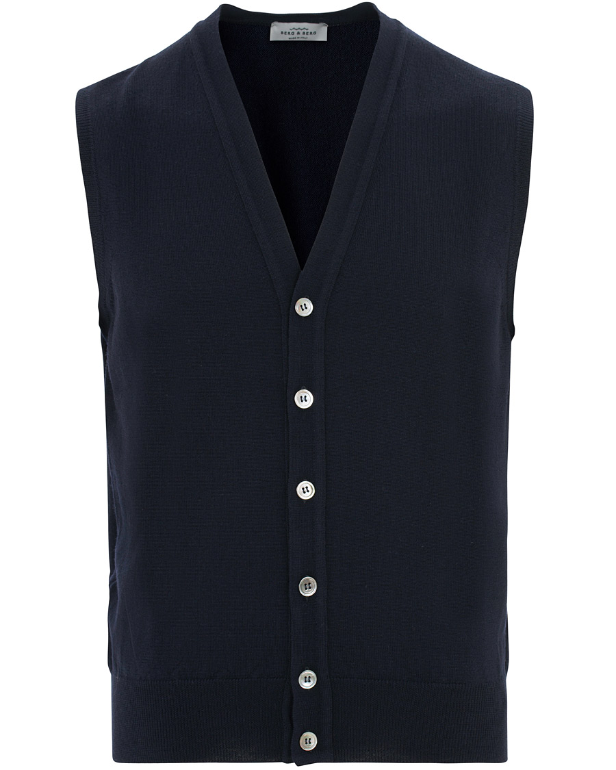 Uomini | Maglieria | Berg&Berg | Börje Sleeveless Cardigan Navy