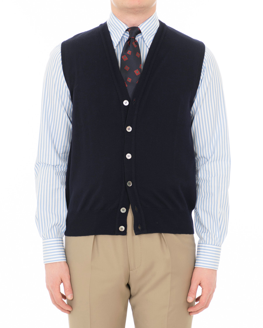 Uomini | Maglieria | Berg&Berg | Börje Sleeveless Cardigan Navy