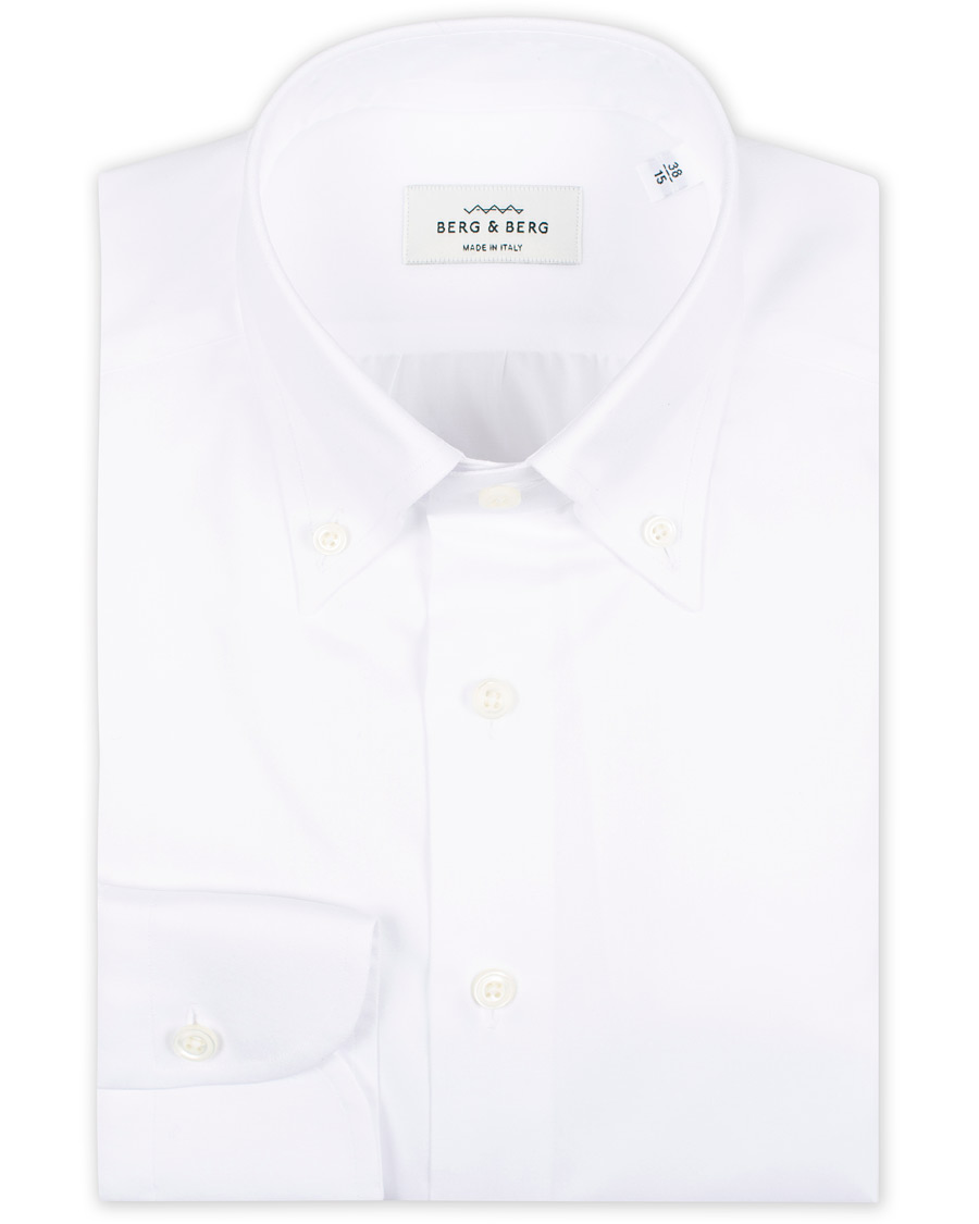 Uomini | Camicie | Berg&Berg | Frithof Handmade Button Down Cotton Shirt White