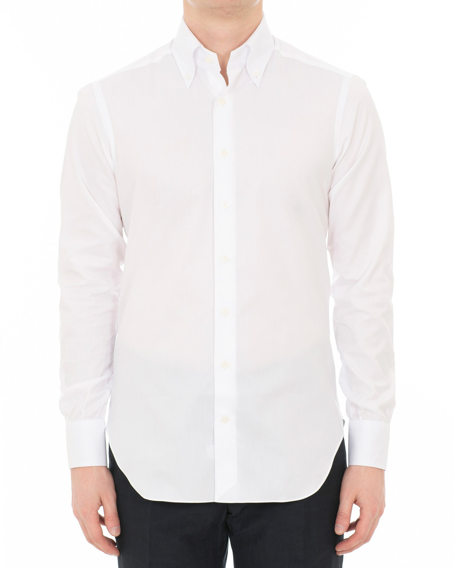Uomini | Camicie | Berg&Berg | Frithof Handmade Button Down Cotton Shirt White