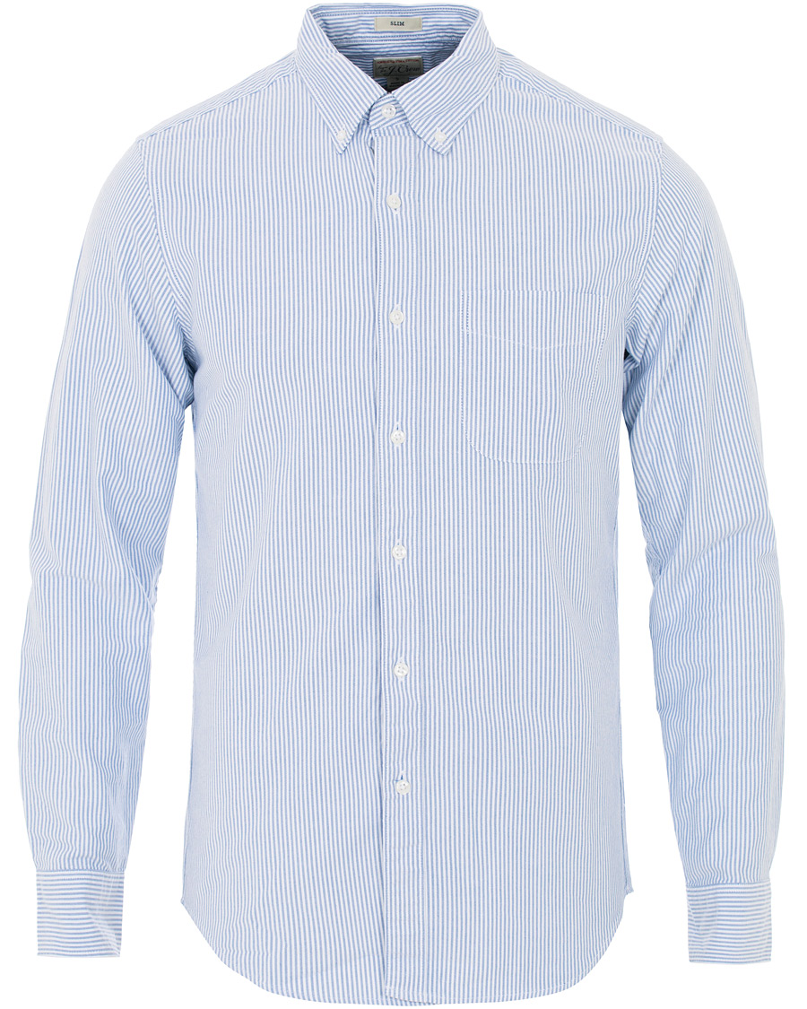 Uomini | Camicie | J.Crew | Slim Fit Stretch Oxford University Stripe Shirt Blue