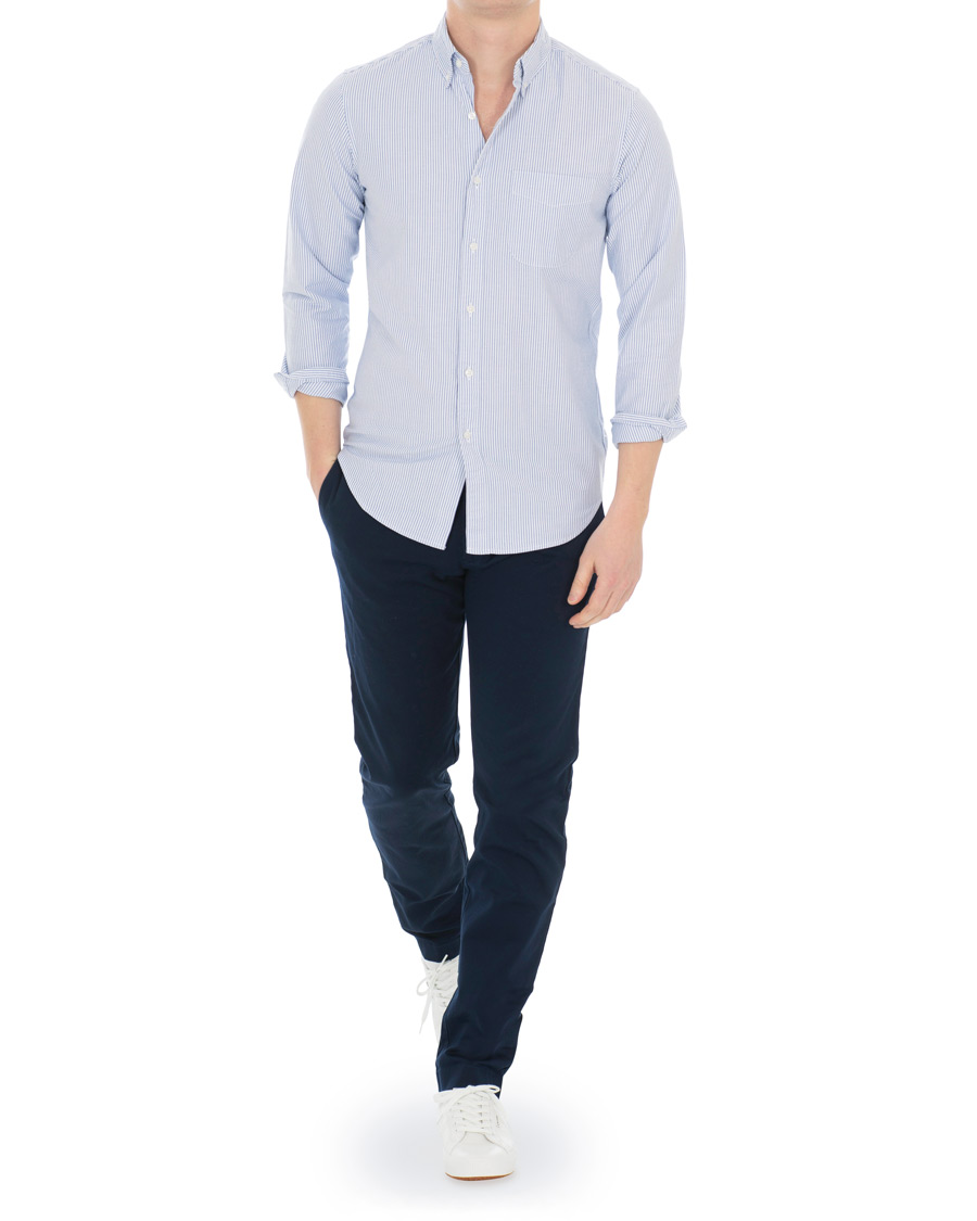 Uomini | Camicie | J.Crew | Slim Fit Stretch Oxford University Stripe Shirt Blue