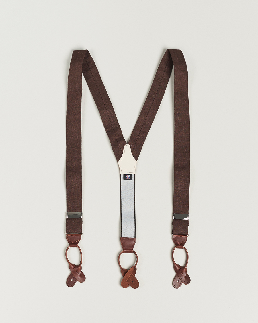 Uomini | Bretelle | Albert Thurston | Linen Braces 38mm Brown