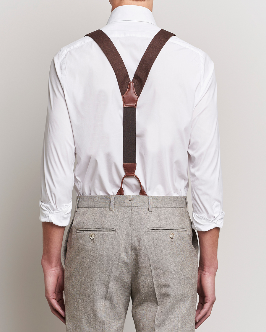 Uomini | Bretelle | Albert Thurston | Linen Braces 38mm Brown