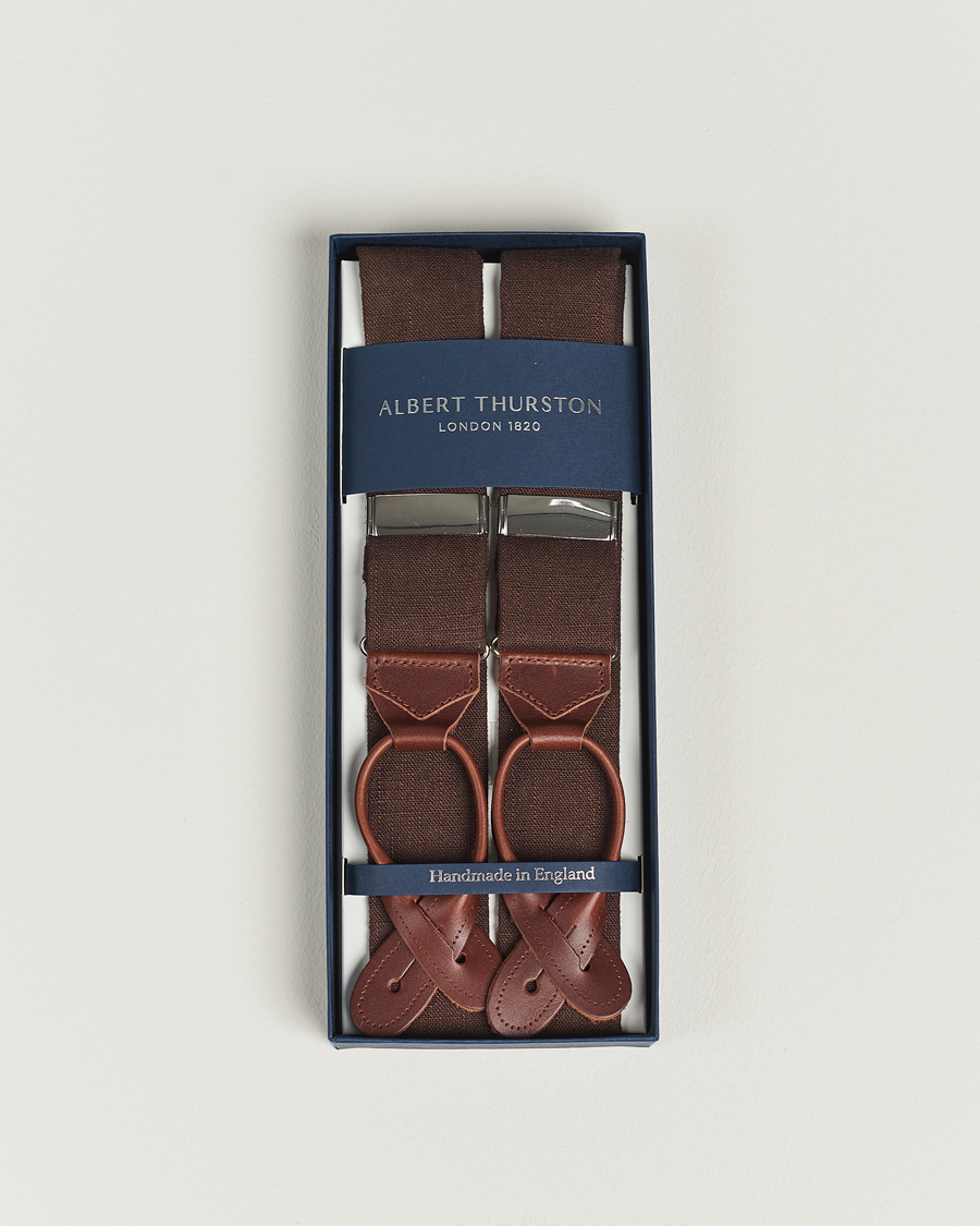 Uomini | Bretelle | Albert Thurston | Linen Braces 38mm Brown