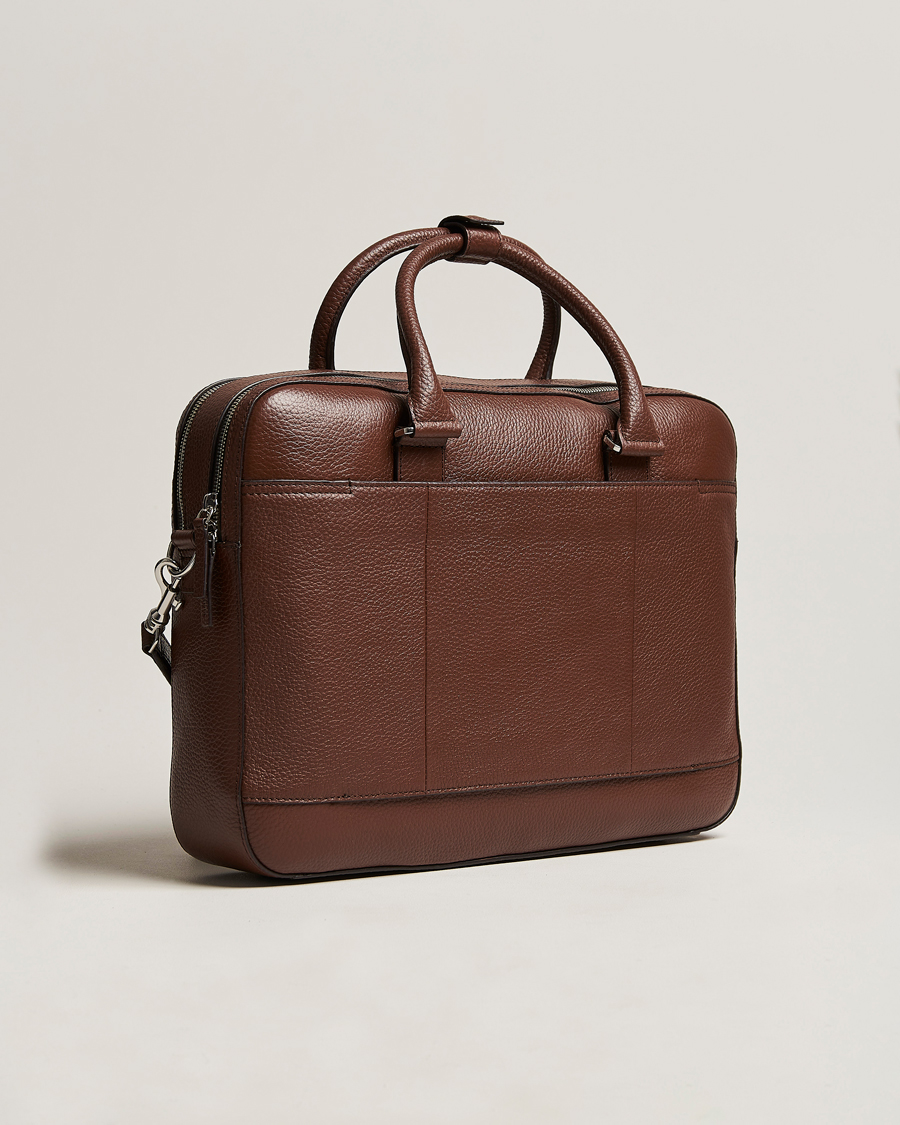 Uomini | Borse | Tiger of Sweden | Burin Grained Leather Briefcase Brown
