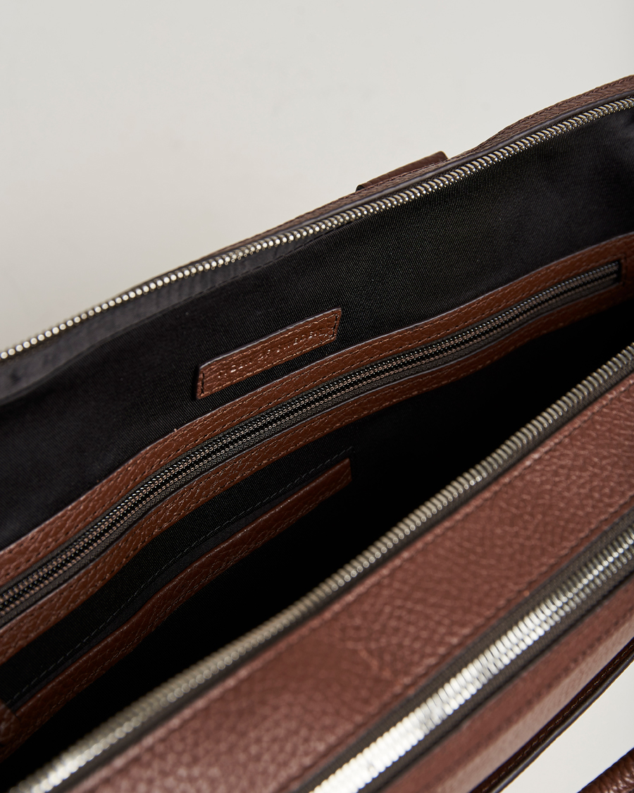 Uomini | Borse | Tiger of Sweden | Burin Grained Leather Briefcase Brown