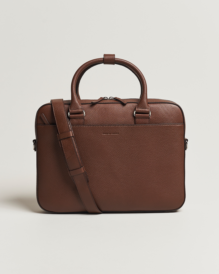 Uomini | Borse | Tiger of Sweden | Bosun Grained Leather Briefcase Brown