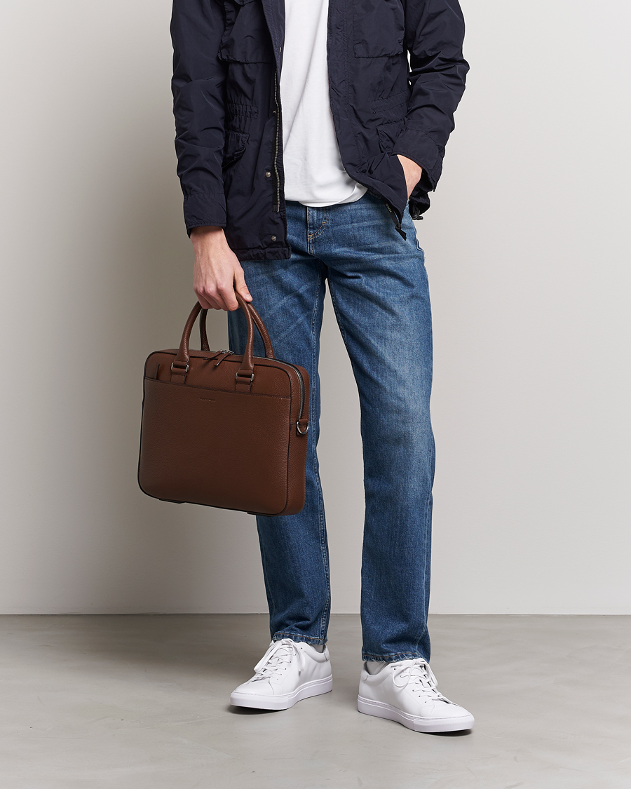 Uomini | Borse | Tiger of Sweden | Bosun Grained Leather Briefcase Brown