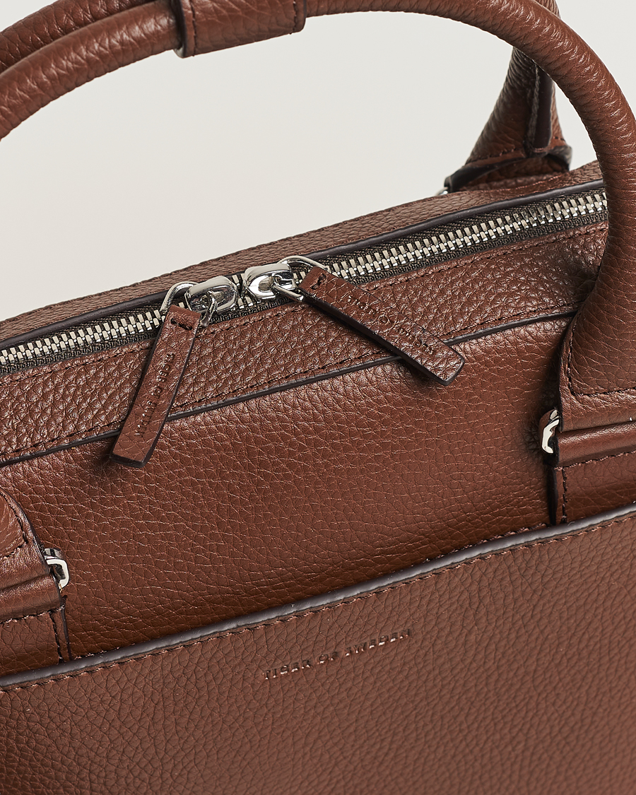 Uomini | Borse | Tiger of Sweden | Bosun Grained Leather Briefcase Brown