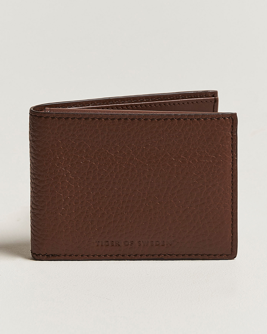 Uomini | Portafogli | Tiger of Sweden | Wrene Grained Leather Wallet Brown