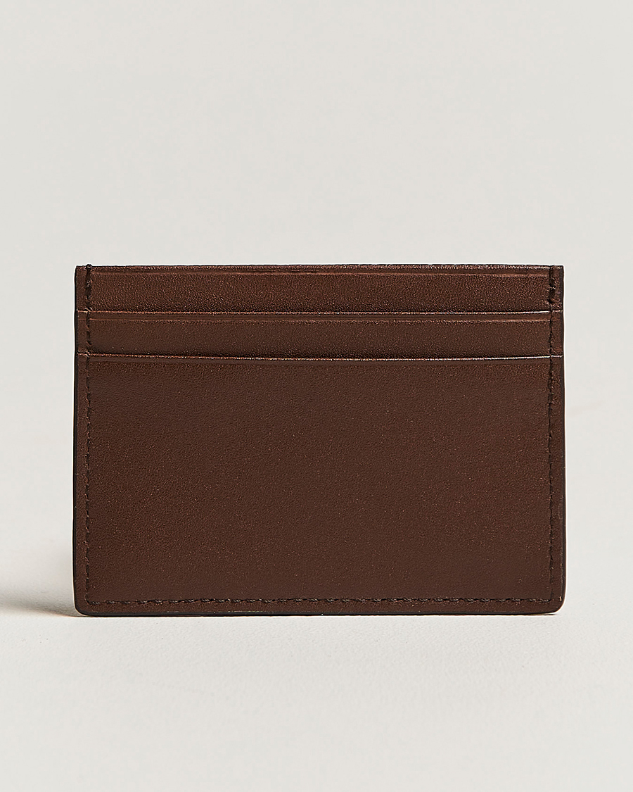 Uomini | Portafogli | Tiger of Sweden | Wake Grained Leather Cardholder Brown