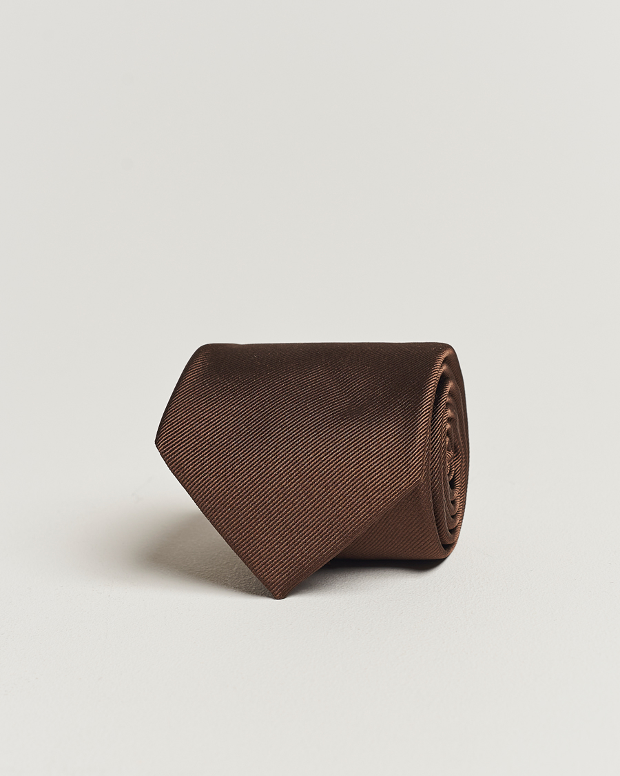 Uomini | Cravatte | Amanda Christensen | Plain Classic Tie 8 cm Brown