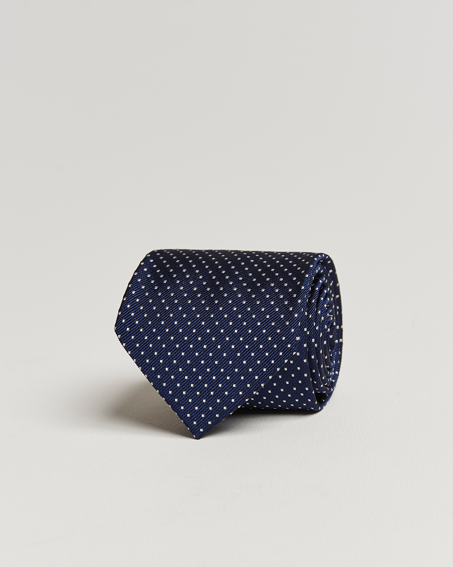 Uomini | Cravatte | Amanda Christensen | Micro Dot Classic Tie 8 cm Navy/White