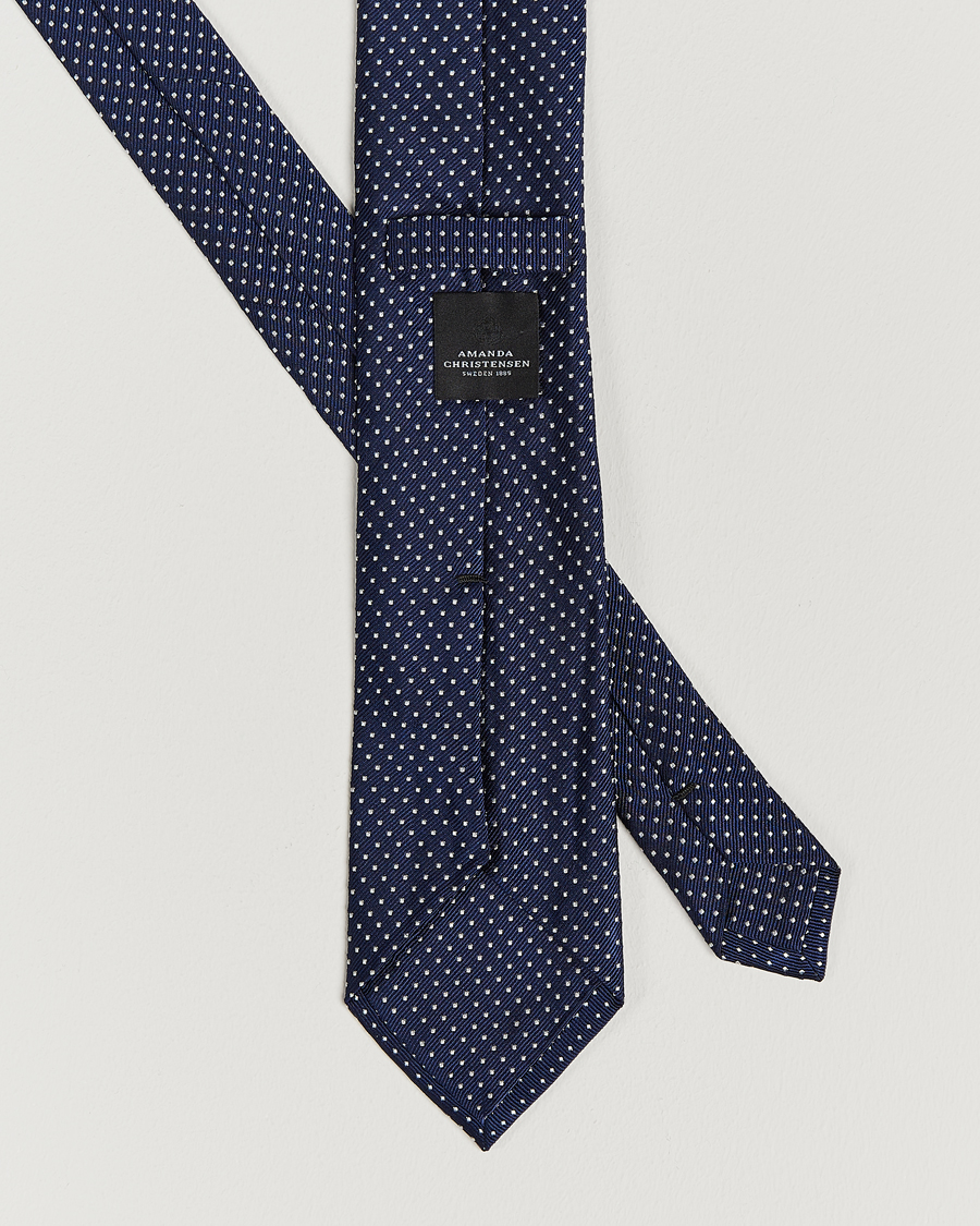 Uomini | Cravatte | Amanda Christensen | Micro Dot Classic Tie 8 cm Navy/White
