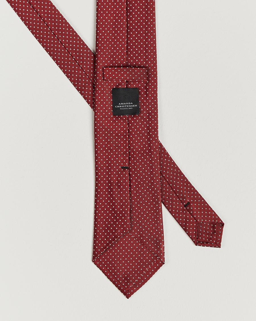 Uomini | Cravatte | Amanda Christensen | Micro Dot Classic Tie 8 cm Wine/White
