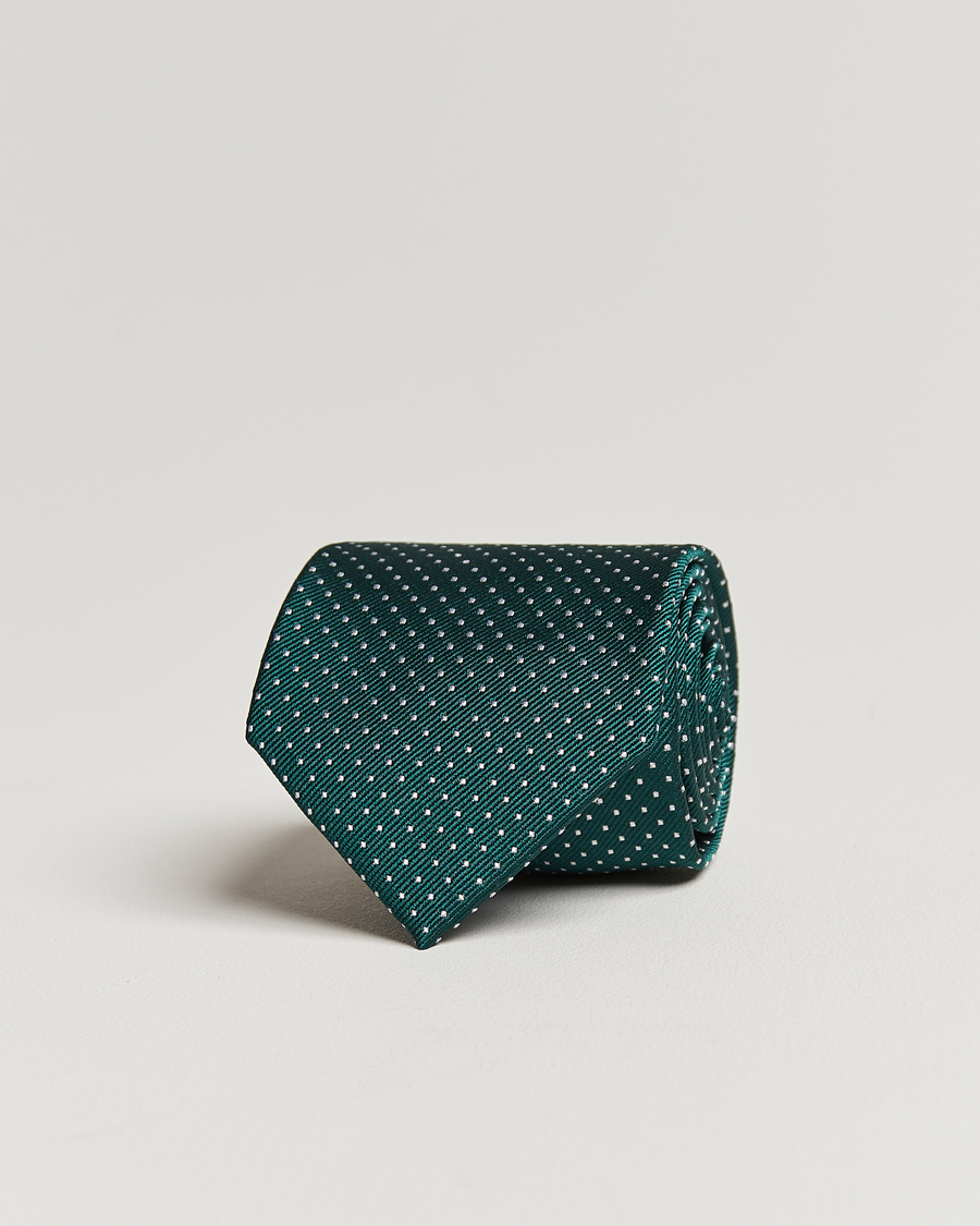 Uomini | Cravatte | Amanda Christensen | Micro Dot Classic Tie 8 cm Green/White