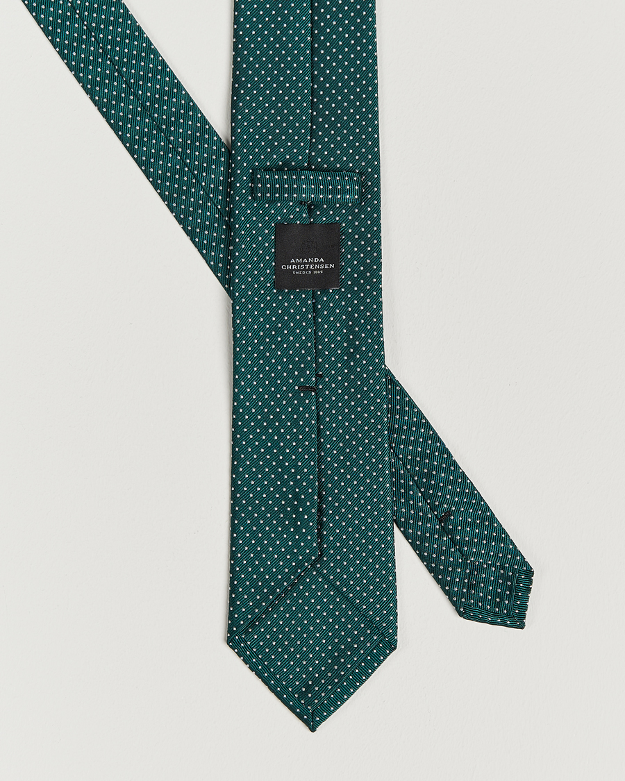 Uomini | Cravatte | Amanda Christensen | Micro Dot Classic Tie 8 cm Green/White