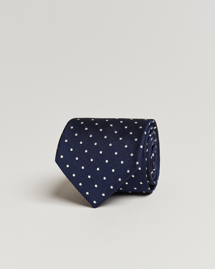 Uomini | Cravatte | Amanda Christensen | Dot Classic Tie 8 cm Navy/White