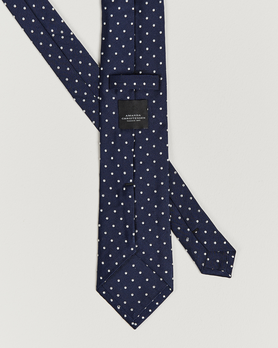Uomini | Cravatte | Amanda Christensen | Dot Classic Tie 8 cm Navy/White