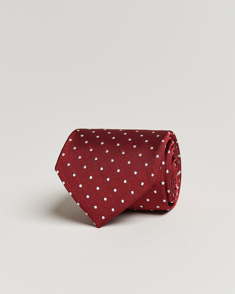 Uomini | Cravatte | Amanda Christensen | Dot Classic Tie 8 cm Wine/White