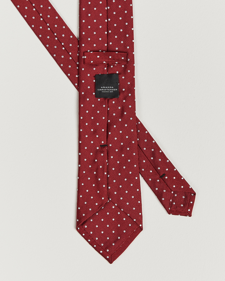 Uomini | Cravatte | Amanda Christensen | Dot Classic Tie 8 cm Wine/White