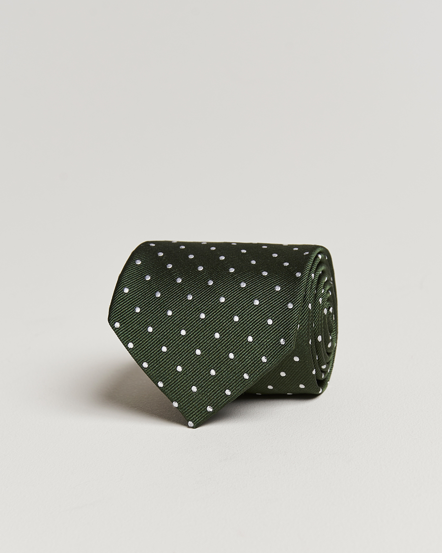 Uomini | Cravatte | Amanda Christensen | Dot Classic Tie 8 cm Green/White