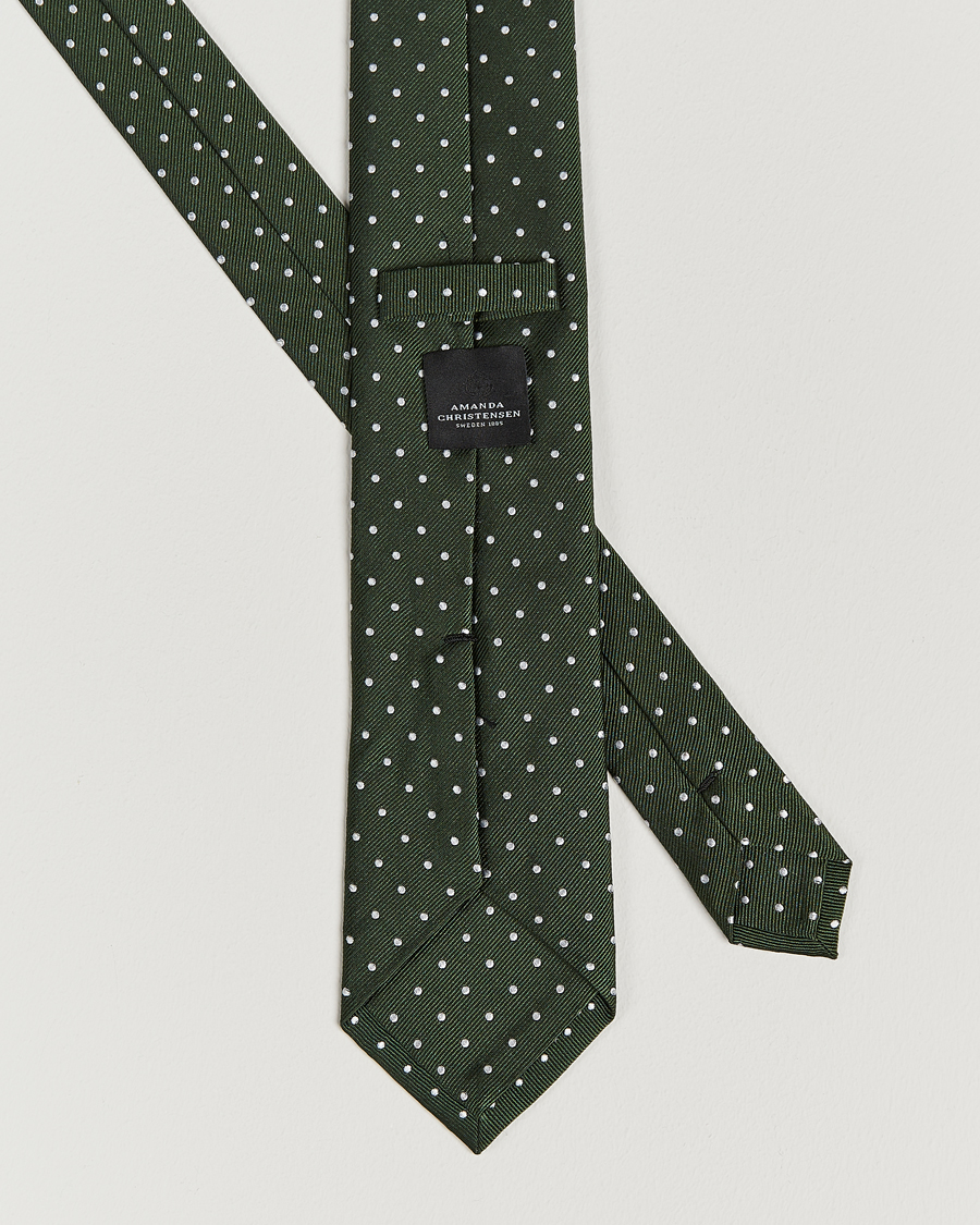Uomini | Cravatte | Amanda Christensen | Dot Classic Tie 8 cm Green/White