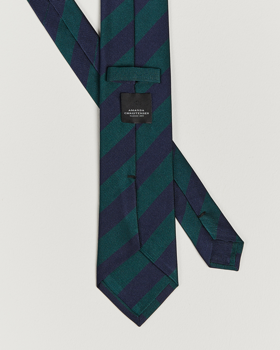 Uomini | Cravatte | Amanda Christensen | Regemental Stripe Classic Tie 8 cm Green/Navy