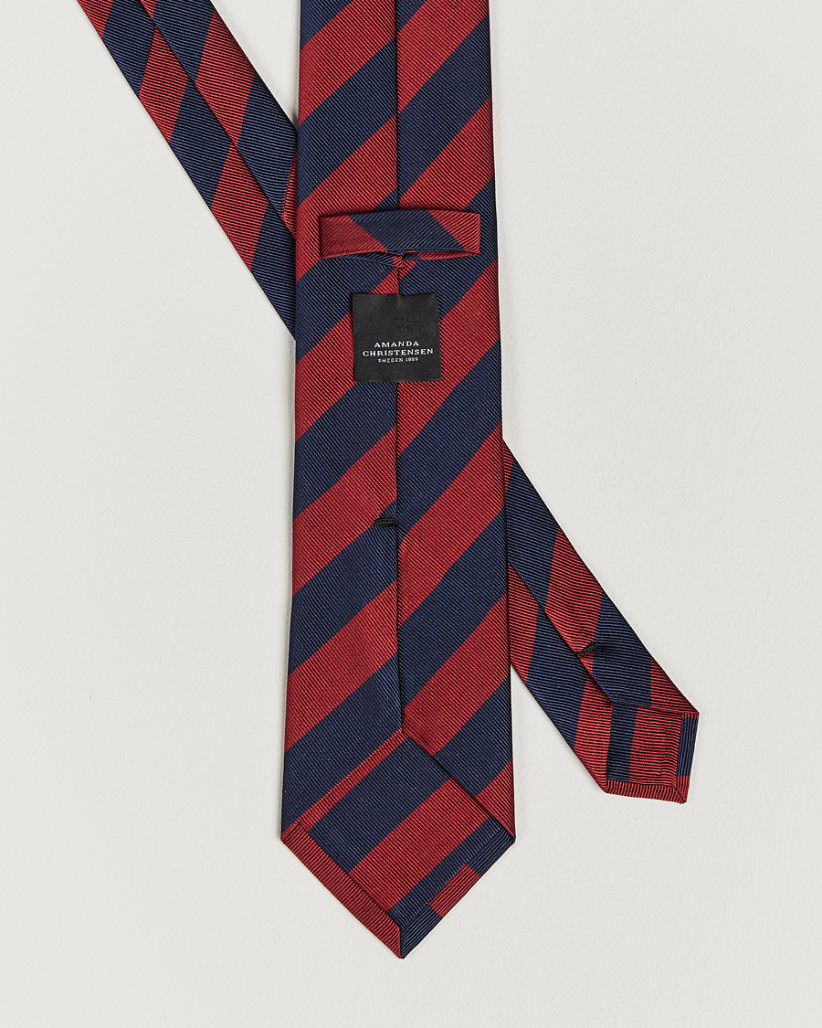 Uomini | Cravatte | Amanda Christensen | Regemental Stripe Classic Tie 8 cm Wine/Navy