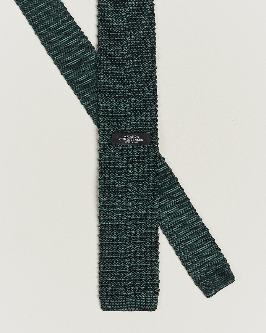 Uomini | Cravatte | Amanda Christensen | Knitted Silk Tie 6 cm Green