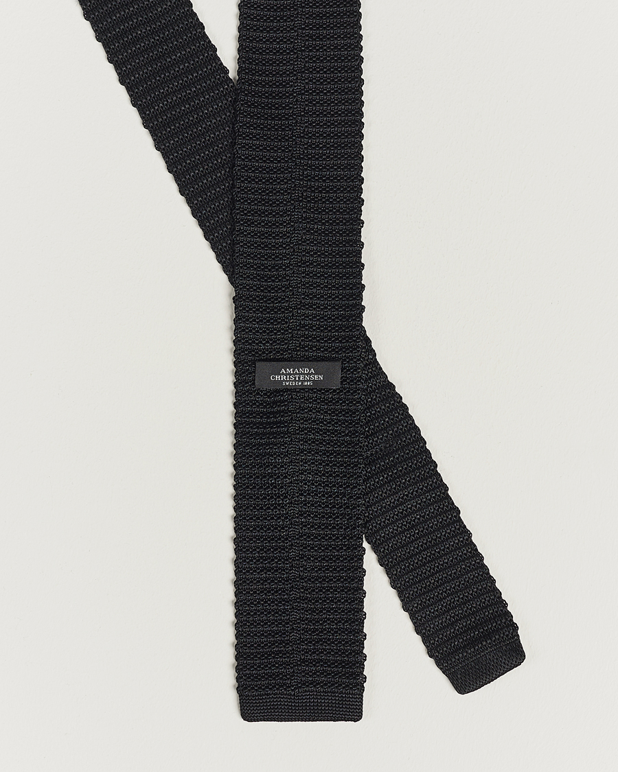 Uomini | Cravatte | Amanda Christensen | Knitted Silk Tie 6 cm Black